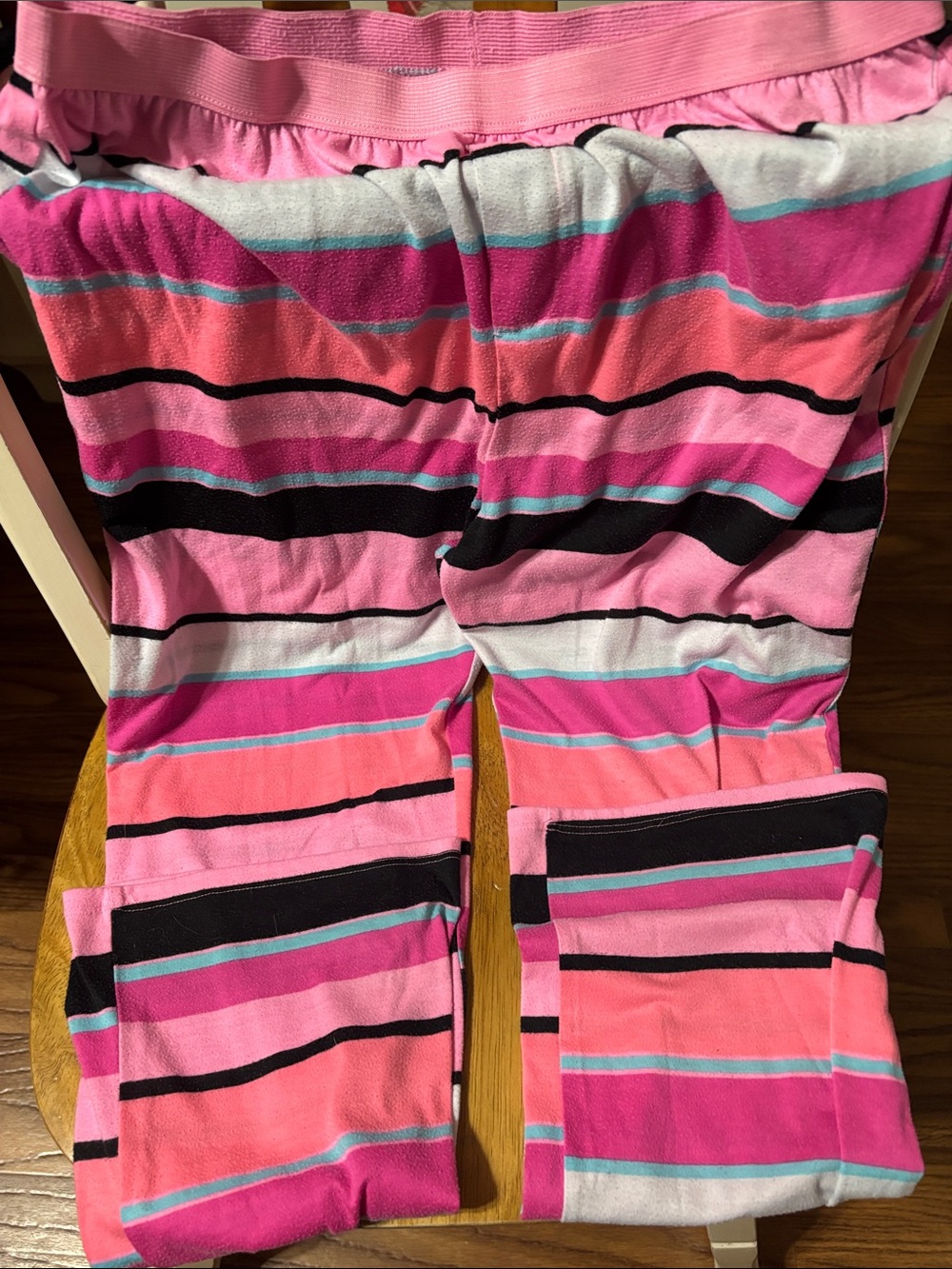 total girl Pink, Coral & Black Striped Kids Leggings
